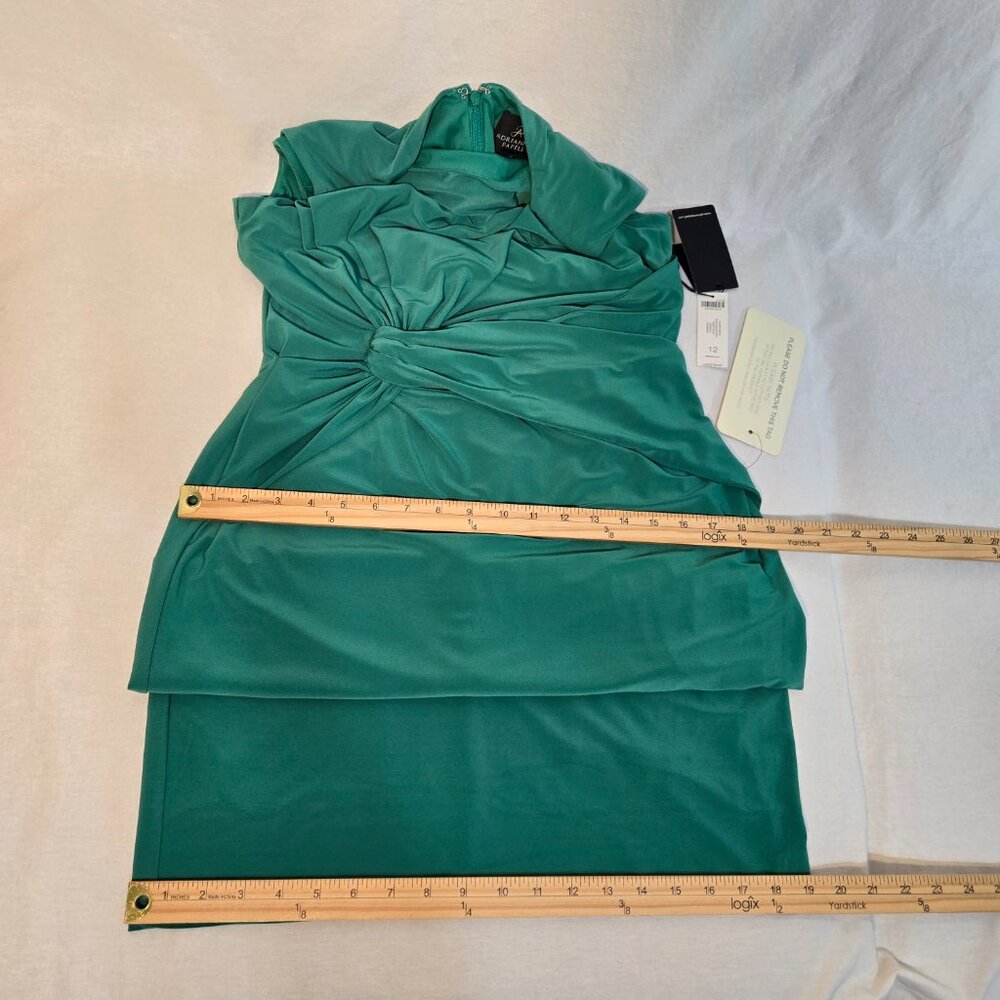 ADRIANNA PAPELL Old Money Stretchy Emerald Sleeveless Shift Dress Size 12 NEW! - Picture 14 of 16